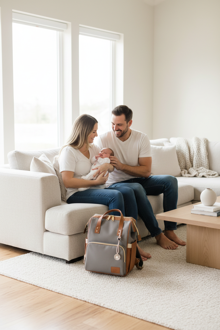 Famille avec sac à langer