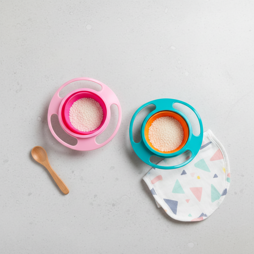 Bol Gyroscopique Anti-Renversement pour Bébé – Rotation 360° Sans BPA