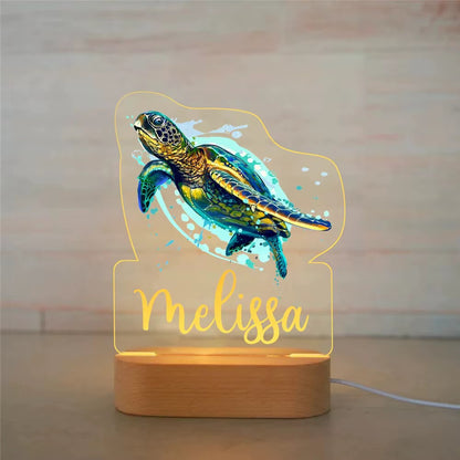 Veilleuse Prénom Personnalisée Bébé – Lampe Animal LED 7 Couleurs
