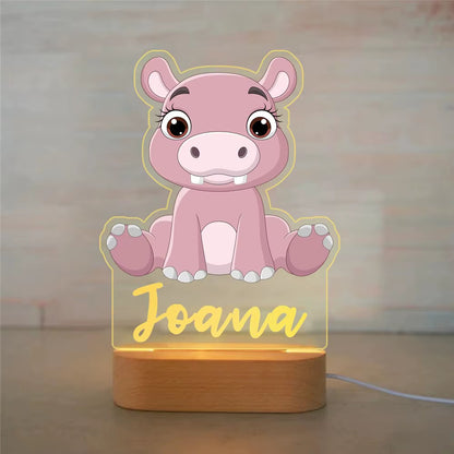 Veilleuse Prénom Personnalisée Bébé – Lampe Animal LED 7 Couleurs