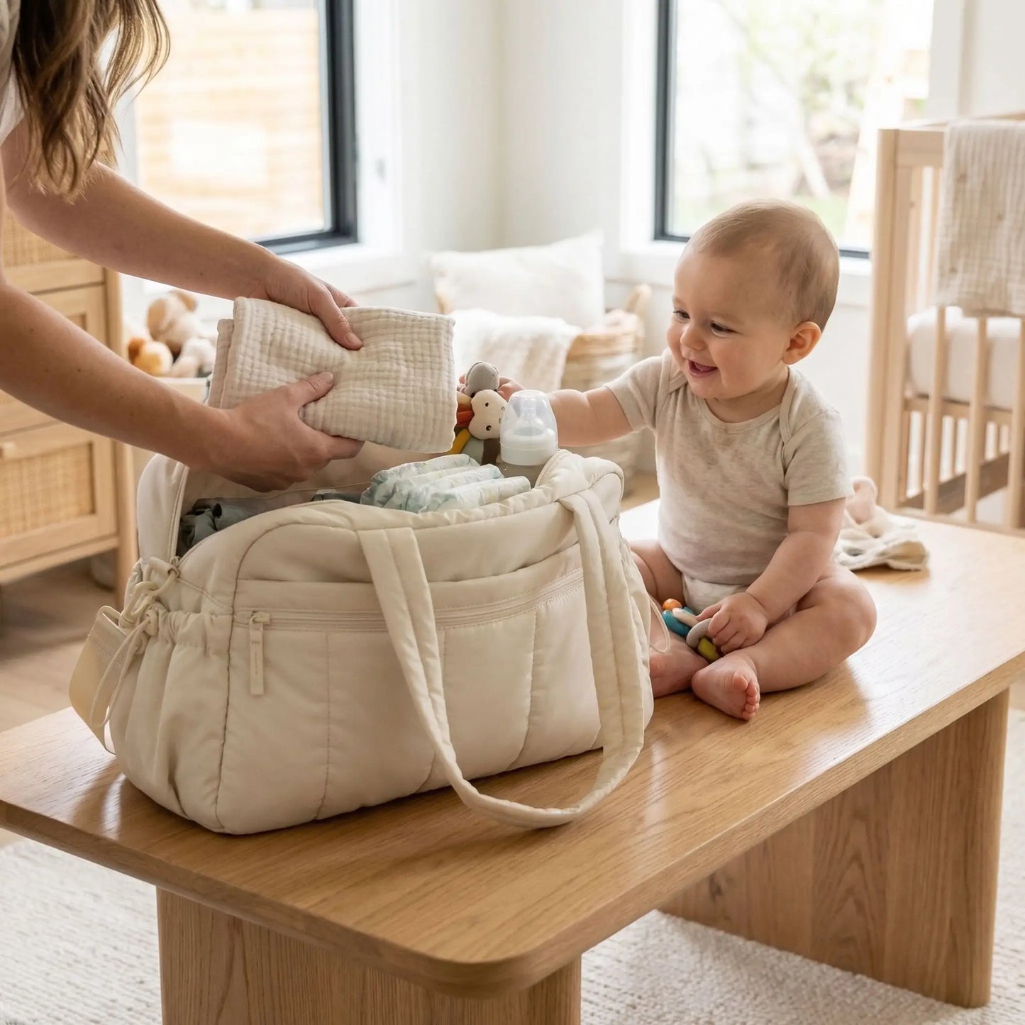 Sac à langer beige| Pratique et Stylé
