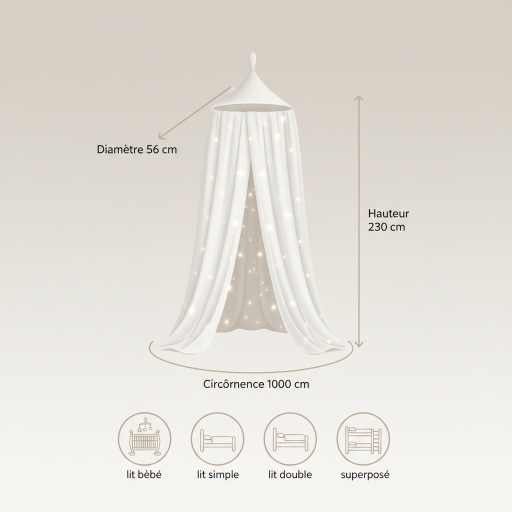 Infographie ciel de lit étoiles blanches