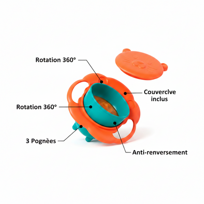 Bol Bébé avec Couvercle Anti-Renversement 360° & Poignées