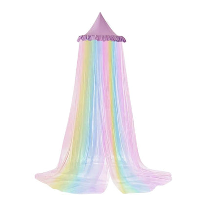 Ciel de lit arc-en-ciel fille | Moustiquaire dôme princesse féerique bébé