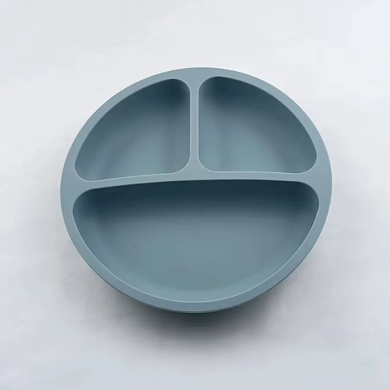 Assiette bébé en silicone avec visage souriant