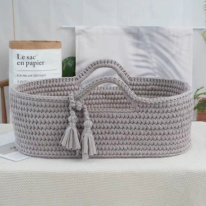 Couffin Bébé Moses Basket en Coton | Support Bois Inclus