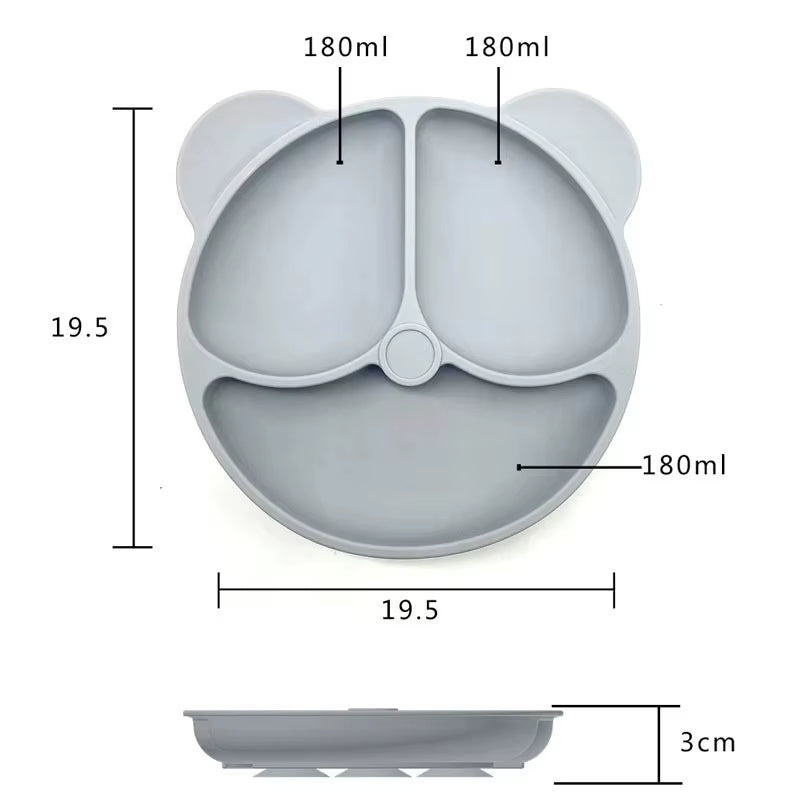 Assiette bébé en silicone avec visage souriant