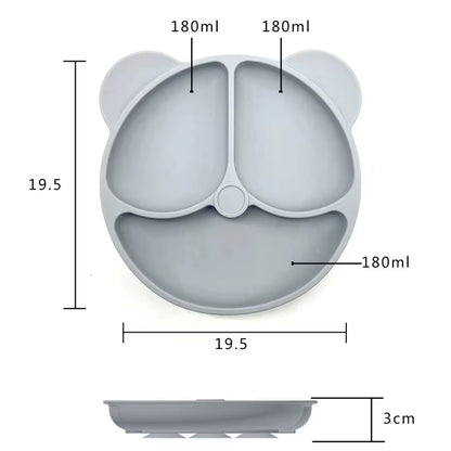 Assiette bébé en silicone avec visage souriant