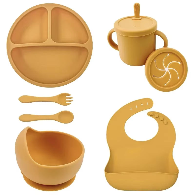 Set de Vaisselle en Silicone Sans BPA pour Bébé – 6, 7 ou 9 Pièces