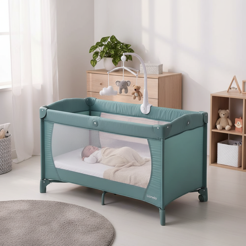 Lionelo Sven Plus avec bébé et mobiles