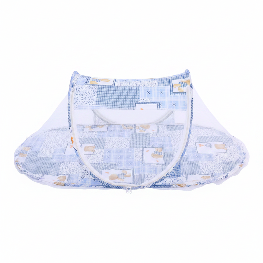 Moustiquaire bébé bleue - fond blanc