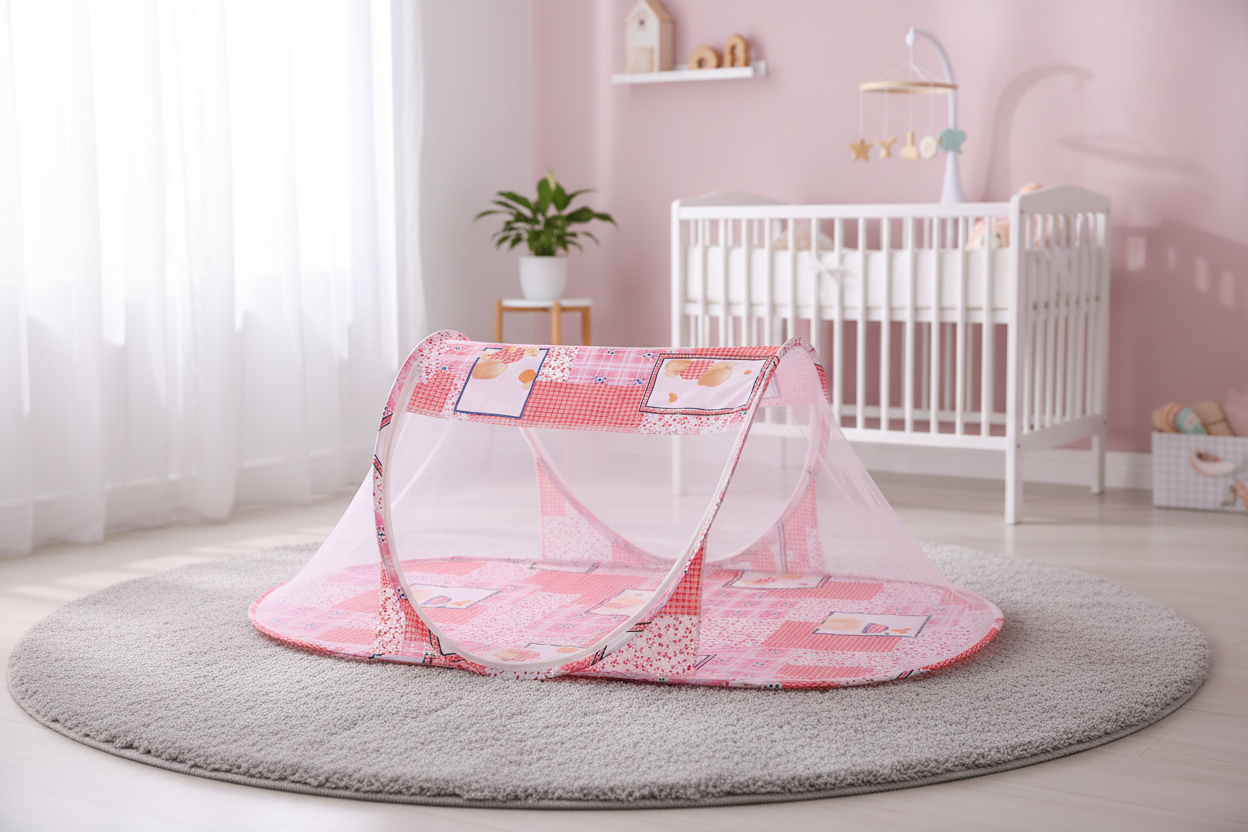 Moustiquaire bébé rose - lifestyle nursery