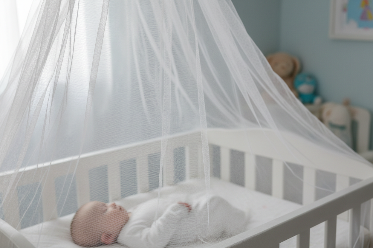 Moustiquaire bébé - vue rapprochée nocturne