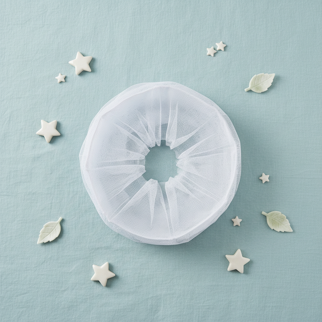 Moustiquaire flat lay fond bleu pâle