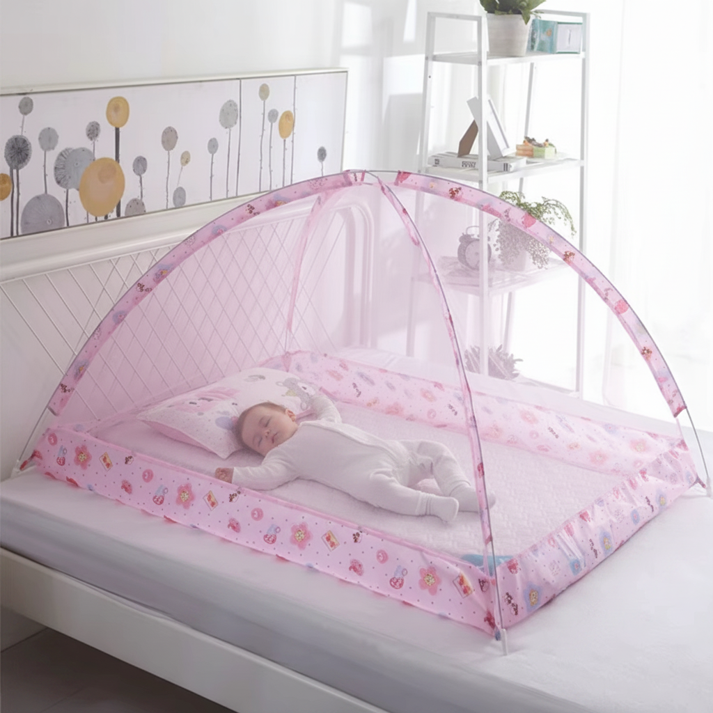 Moustiquaire rose bébé intérieur