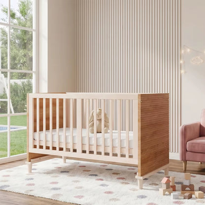 Lit Bébé en Bois Naturel – Hauteur Réglable 5 Positions | 70x140 cm