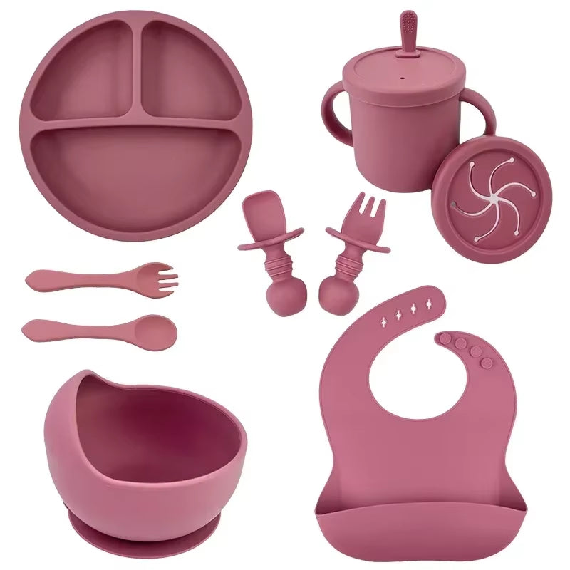 Set de Vaisselle en Silicone Sans BPA pour Bébé – 6, 7 ou 9 Pièces