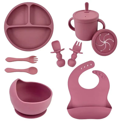 Set de Vaisselle en Silicone Sans BPA pour Bébé – 6, 7 ou 9 Pièces