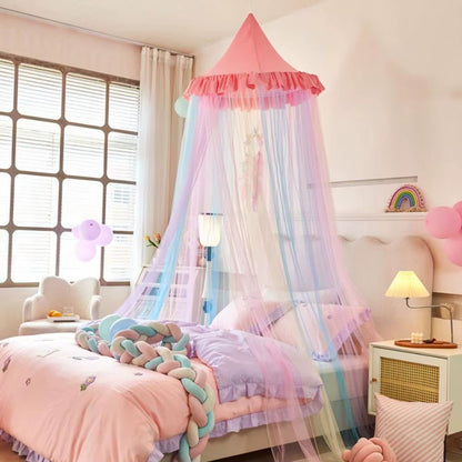 Ciel de lit arc-en-ciel fille | Moustiquaire dôme princesse féerique bébé