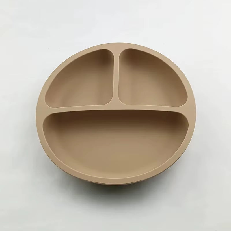 Assiette bébé en silicone avec visage souriant