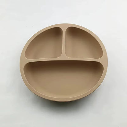 Assiette bébé en silicone avec visage souriant