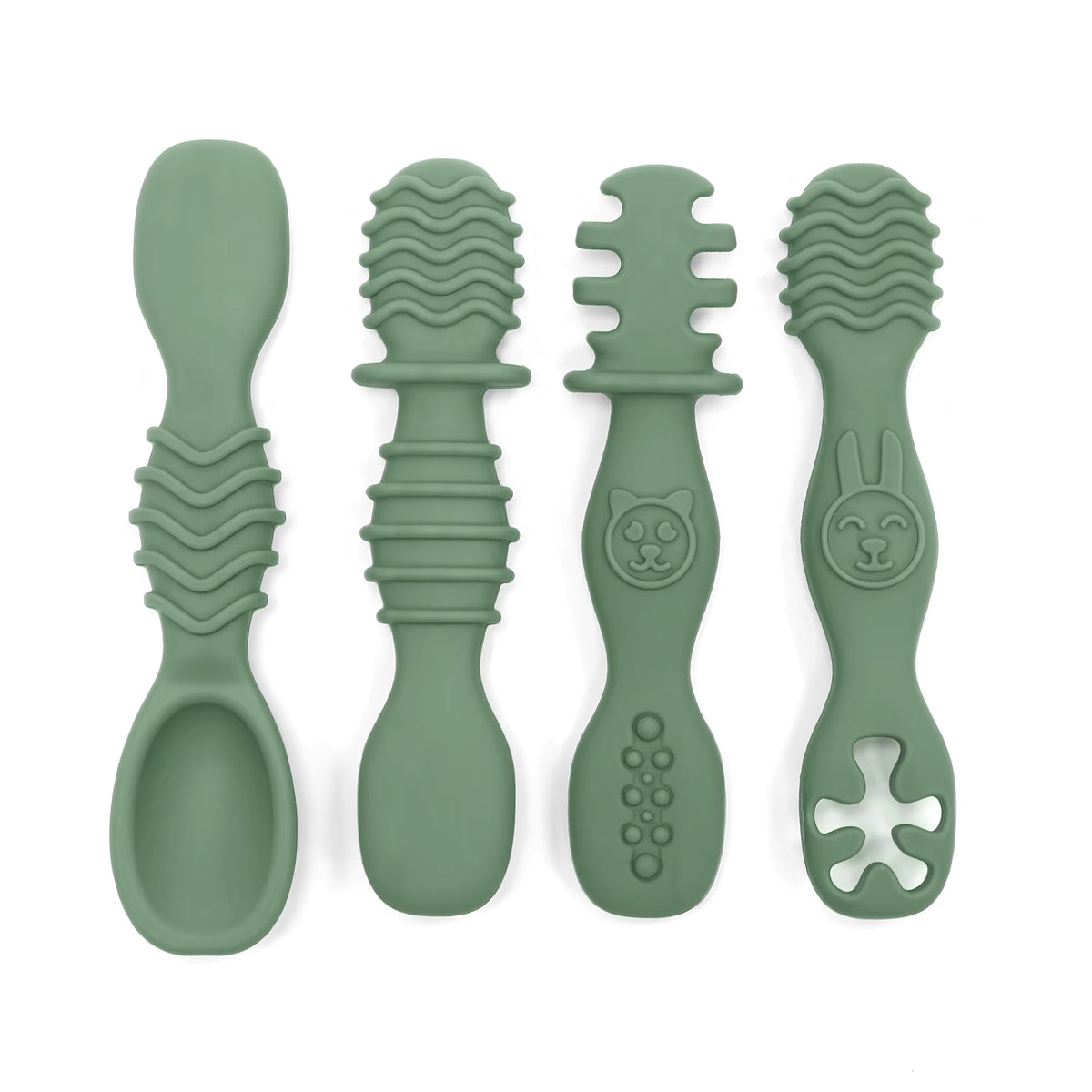 Set 4 Cuillères Silicone Bébé Apprentissage – Sans BPA dès 6 Mois