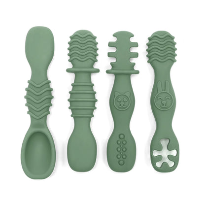Set 4 Cuillères Silicone Bébé Apprentissage – Sans BPA dès 6 Mois