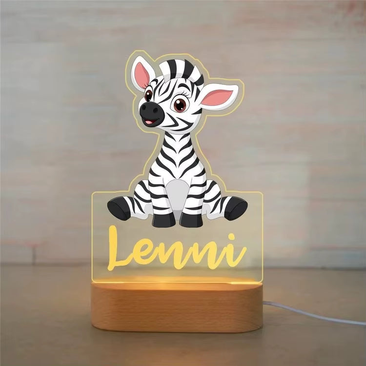 Veilleuse Prénom Personnalisée Bébé – Lampe Animal LED 7 Couleurs