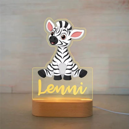Veilleuse Prénom Personnalisée Bébé – Lampe Animal LED 7 Couleurs