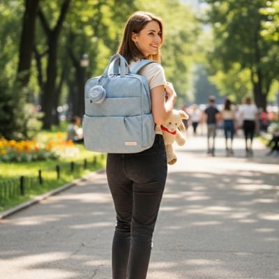 Sac a langer a dos bleu