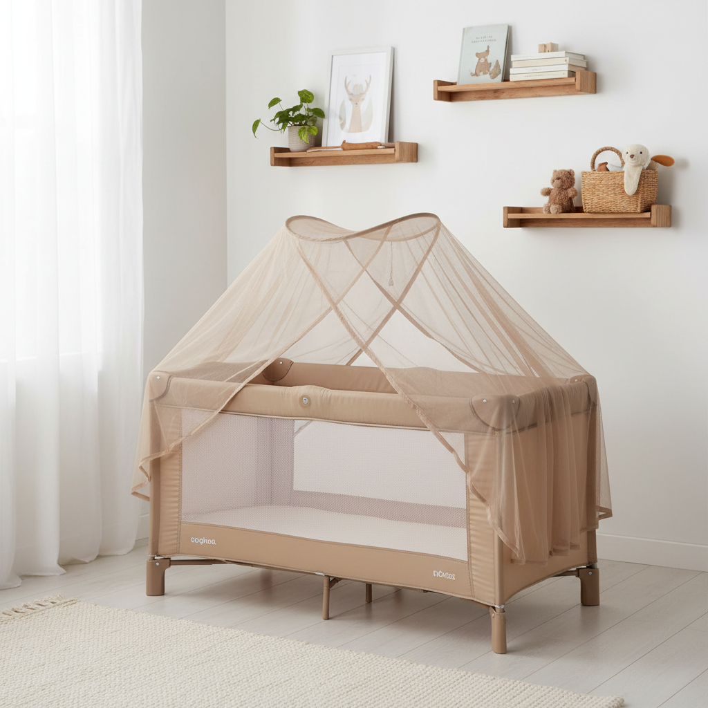Lionelo Sven Plus – Lit bébé 2 en 1, baldaquin & moustiquaire – Turquoise