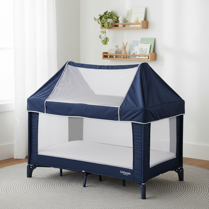 Lionelo Sven Plus – Lit bébé 2 en 1, baldaquin & moustiquaire – Turquoise