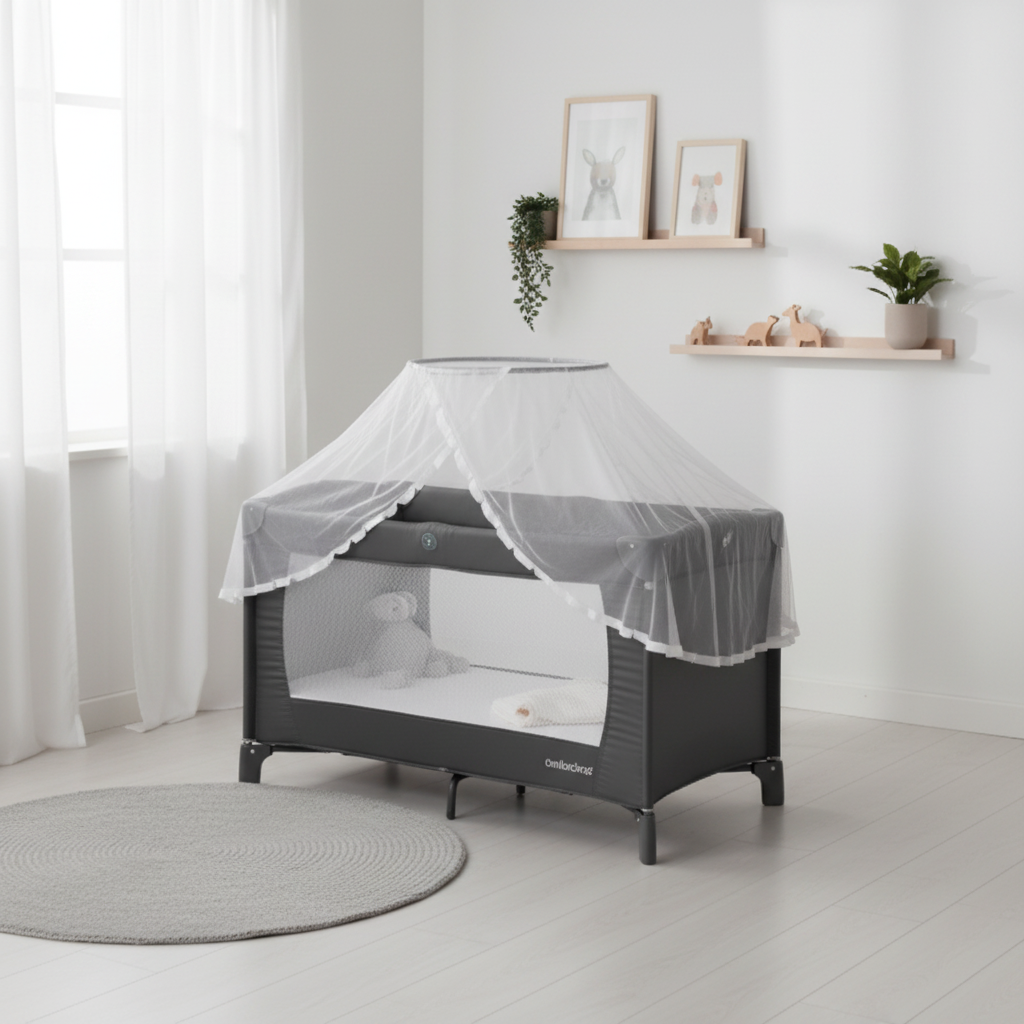 Lionelo Sven Plus – Lit bébé 2 en 1, baldaquin & moustiquaire – Turquoise