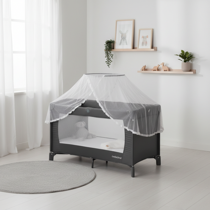 Lionelo Sven Plus – Lit bébé 2 en 1, baldaquin & moustiquaire – Turquoise