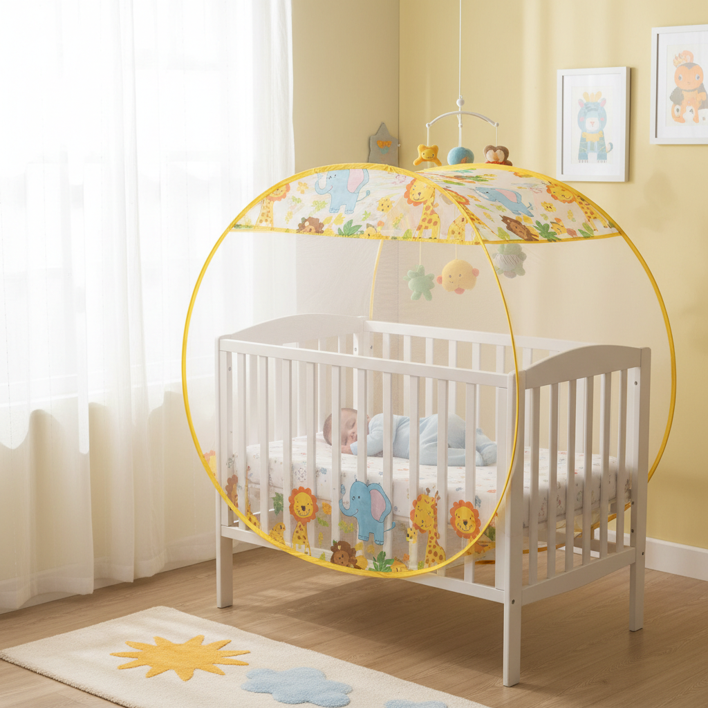 Tente moustiquaire jaune berceau bébé