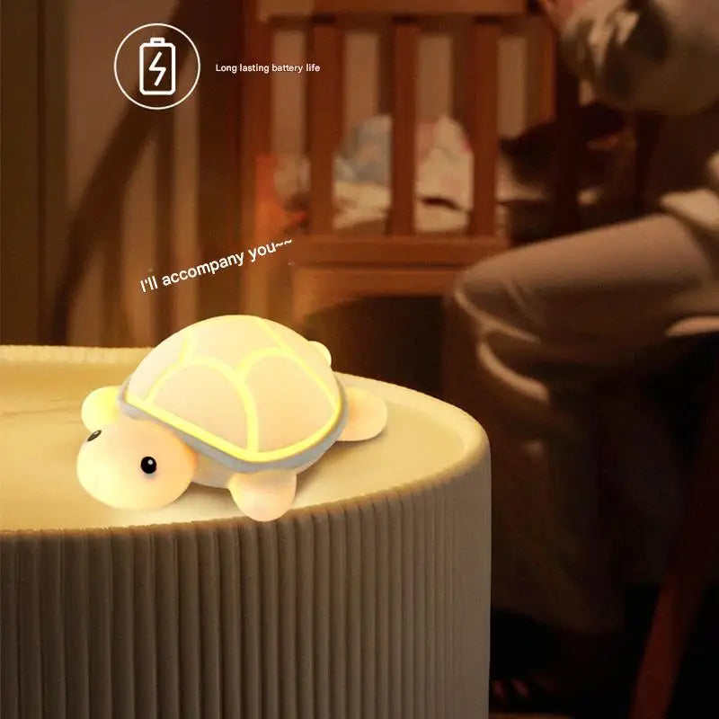 Veilleuse Tortue Silicone Rechargeable – Lampe Tactile Douce pour Bébé et Enfant