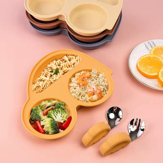 Assiette Silicone Bébé Ventouse Anti-Glisse – Forme Voiture, Sans BPA