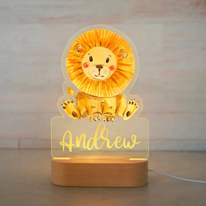 Veilleuse Prénom Personnalisée Bébé – Lampe Animal LED 7 Couleurs