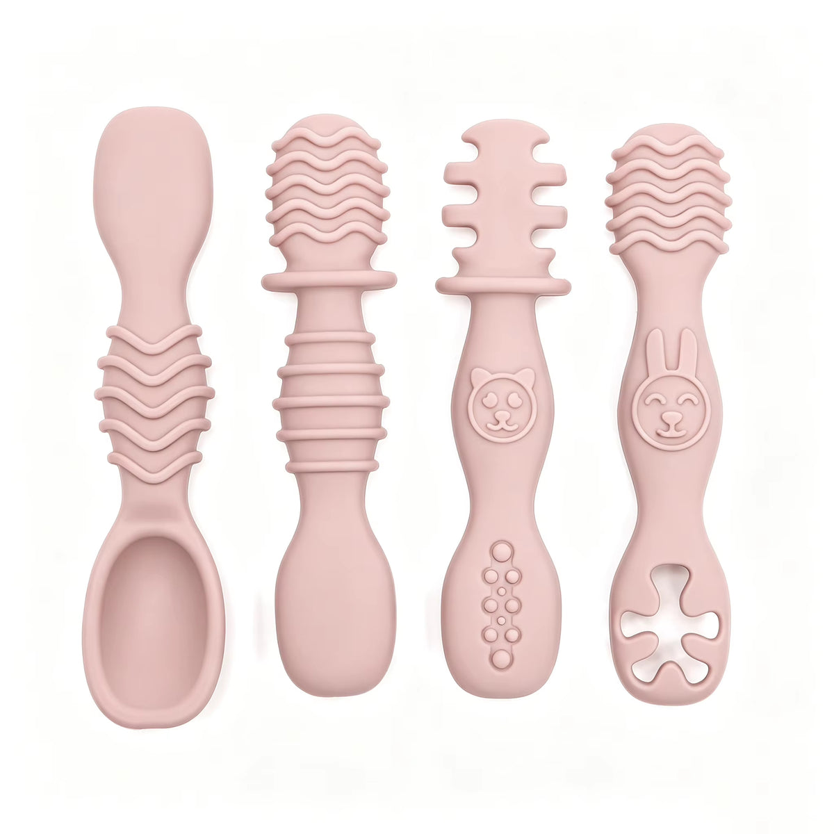 Set 4 Cuillères Silicone Bébé Apprentissage – Sans BPA dès 6 Mois