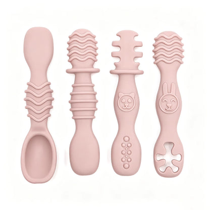 Set 4 Cuillères Silicone Bébé Apprentissage – Sans BPA dès 6 Mois