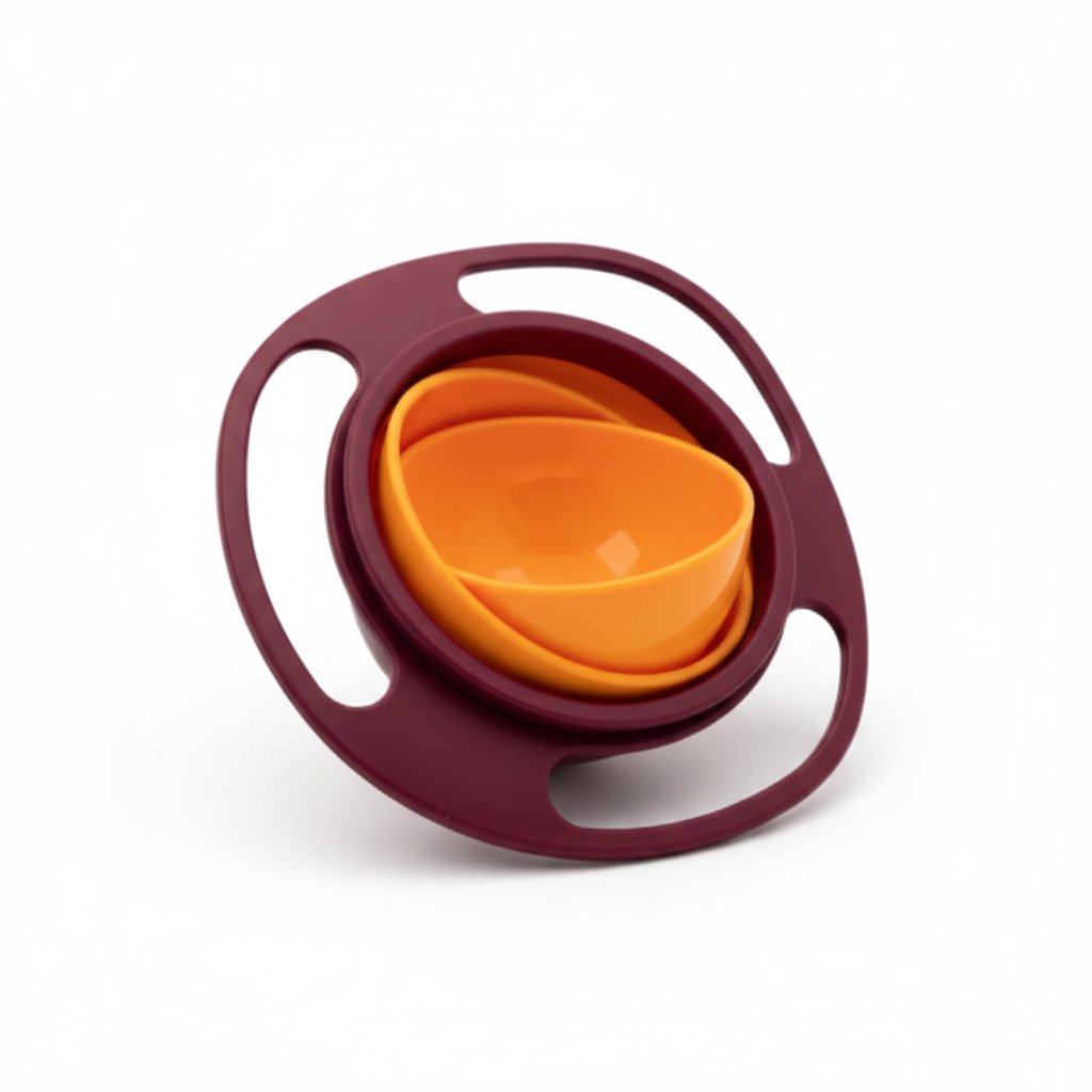 Bol Gyroscopique Anti-Renversement pour Bébé – Rotation 360° Sans BPA