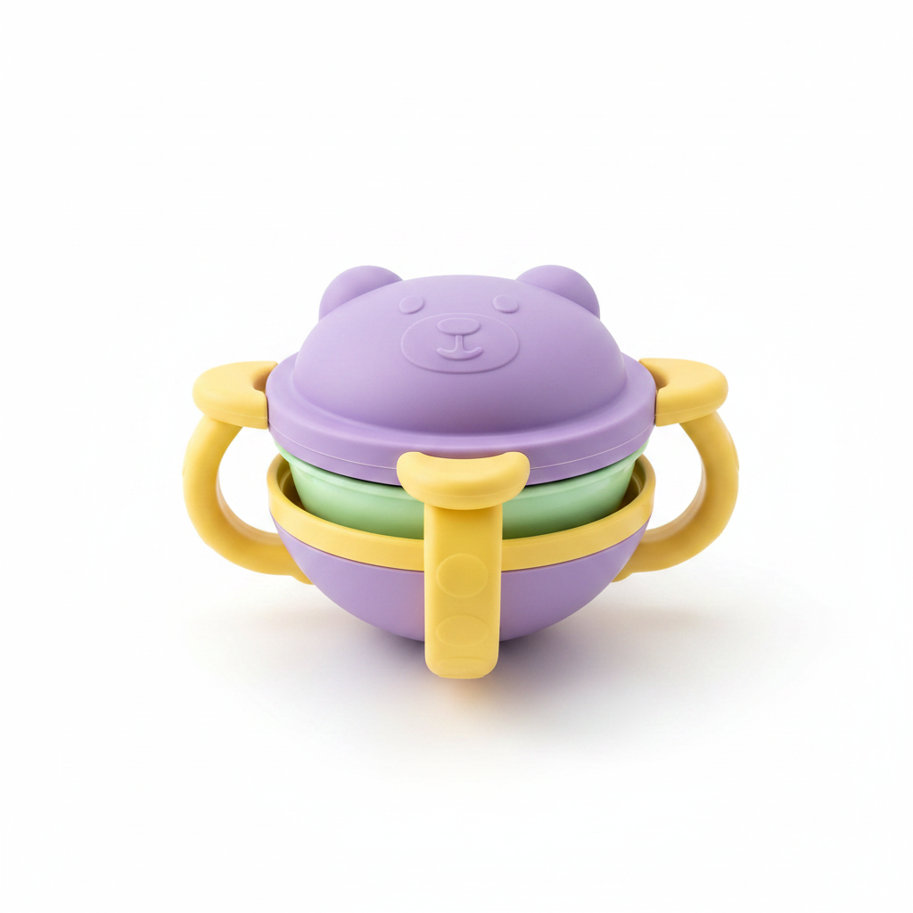 Bol Bébé avec Couvercle Anti-Renversement 360° & Poignées