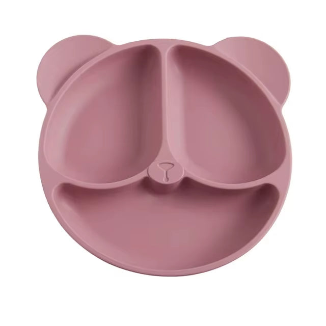 Assiette bébé en silicone avec visage souriant